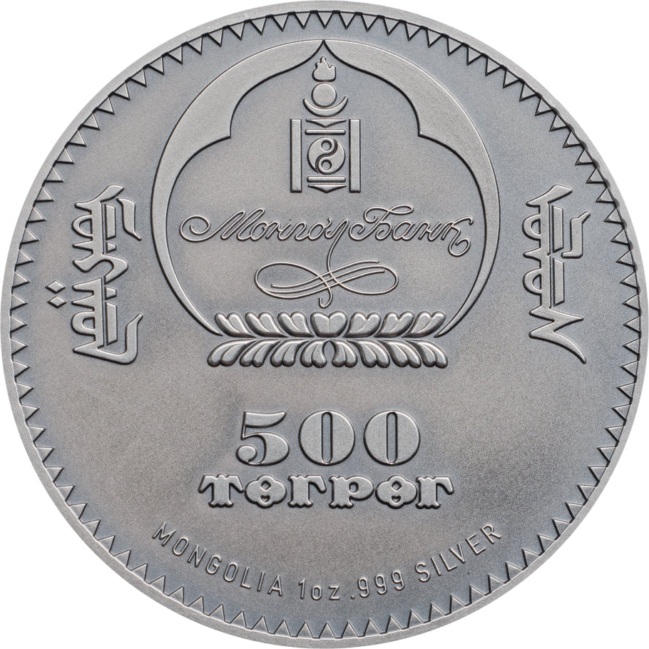 Ichthyosauria, 1 oz. Silver, Mongolia, 500 Togrog, 2017