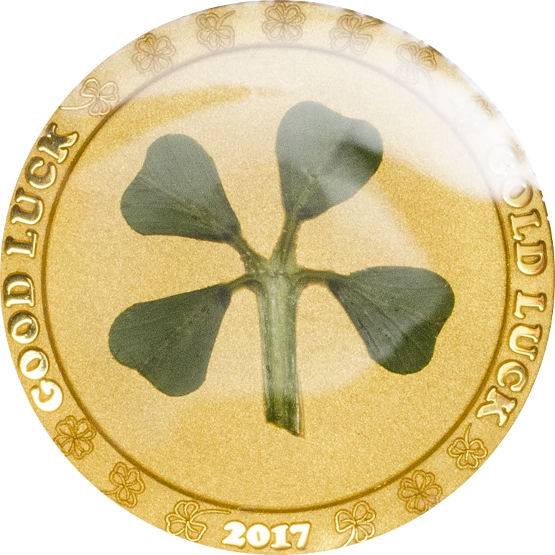 Four Leaf Clover  1 g. Gold Proof coin, Palau, 2017