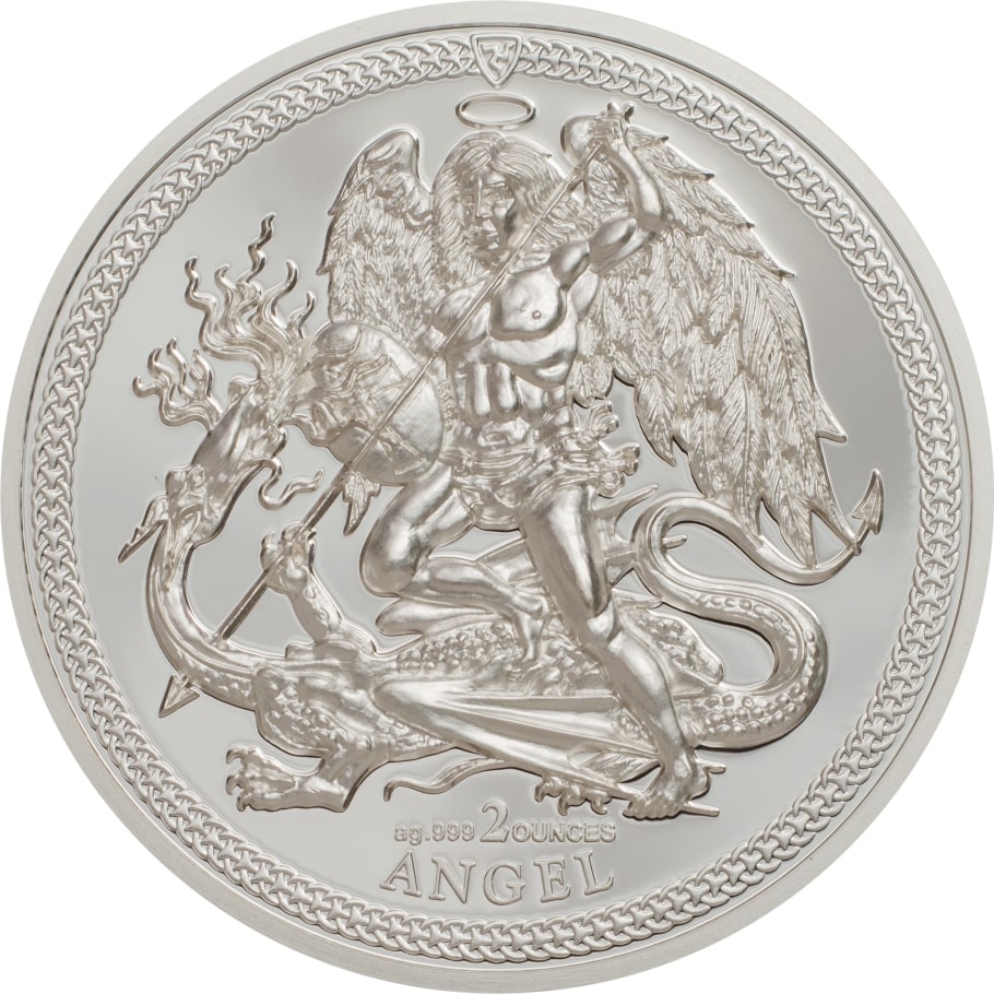 1 Angel Piedfort 2 oz Silver Proof coin, Isle of Man, 2017