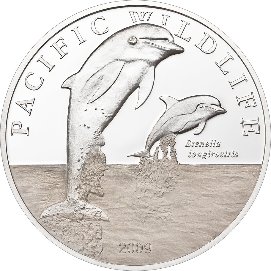 Spinner dolphins 25g. Silver Proof coin, Pacific Wildlife, Niue, 2 Dollars, 2009
