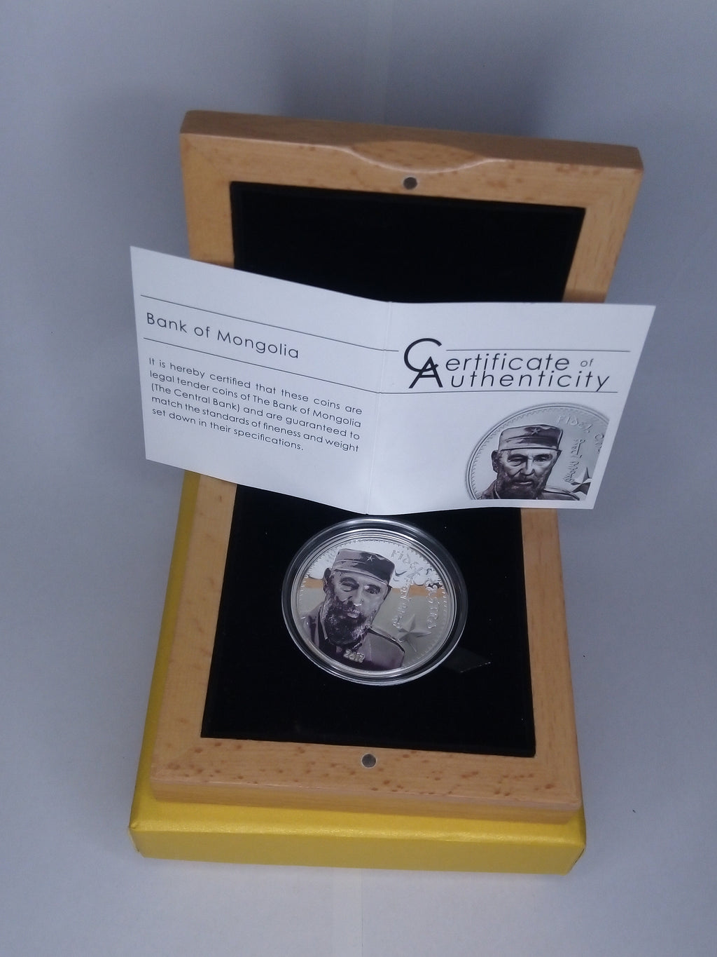 Fidel Castro, 1 oz. Silver, Mongolia, 1000 Togrog, 2017