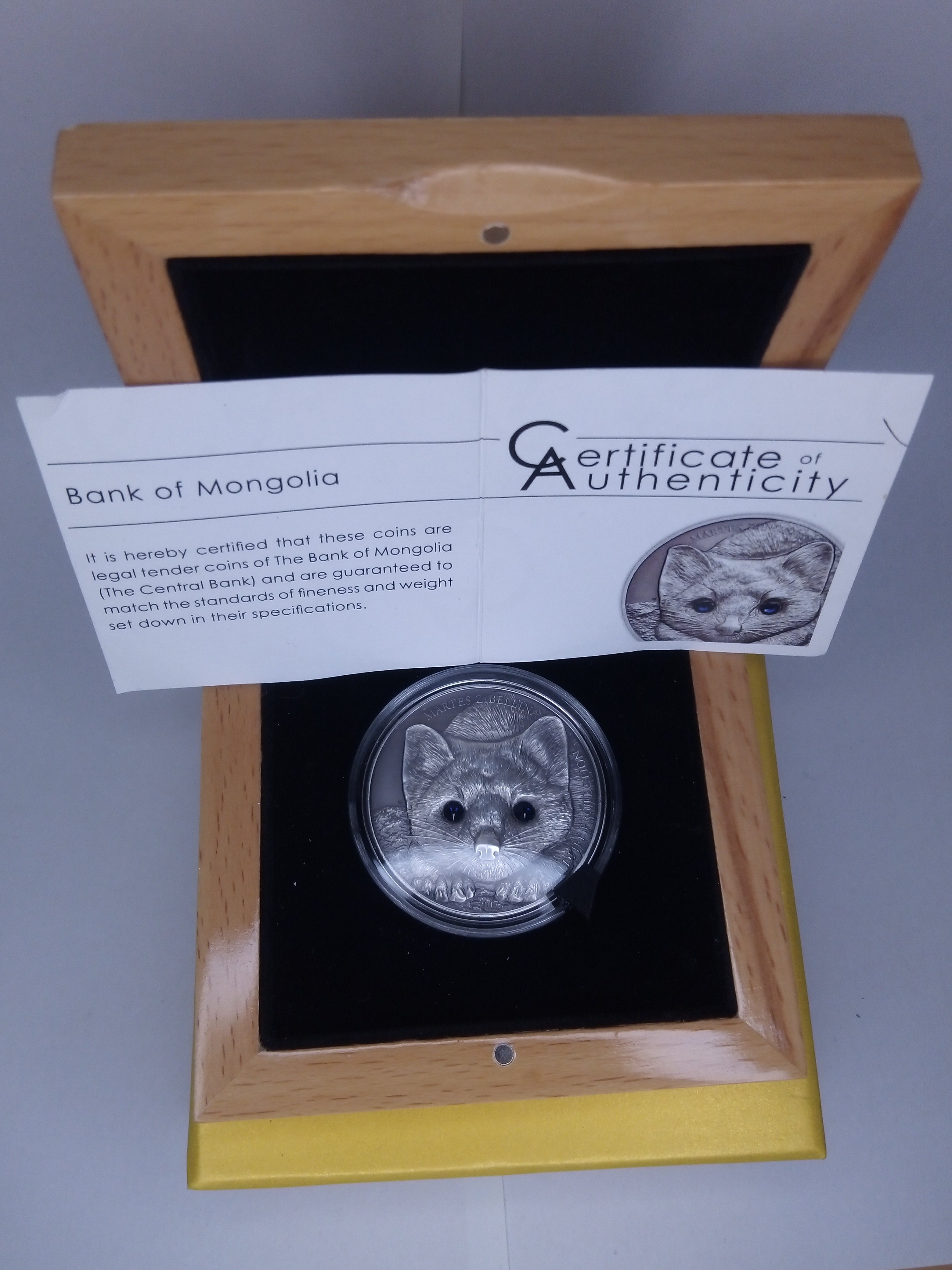 Sable 1 oz. Silver, Mongolia, 500 Togrog, 2017