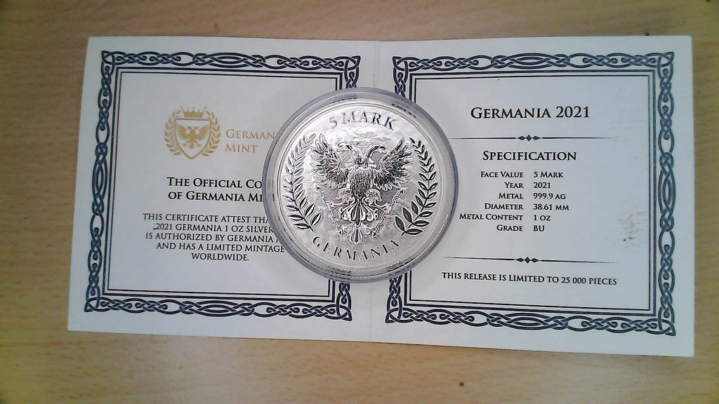 Germania 1 oz Silver BU, 5 Mark, 2021