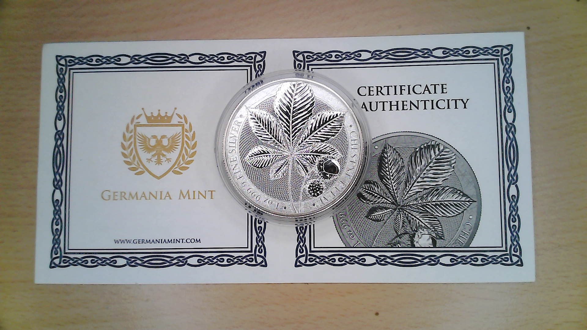 Chestnut Leaf 1 oz Silver BU, Mythical Forest, Germania, 5 Mark, 2021